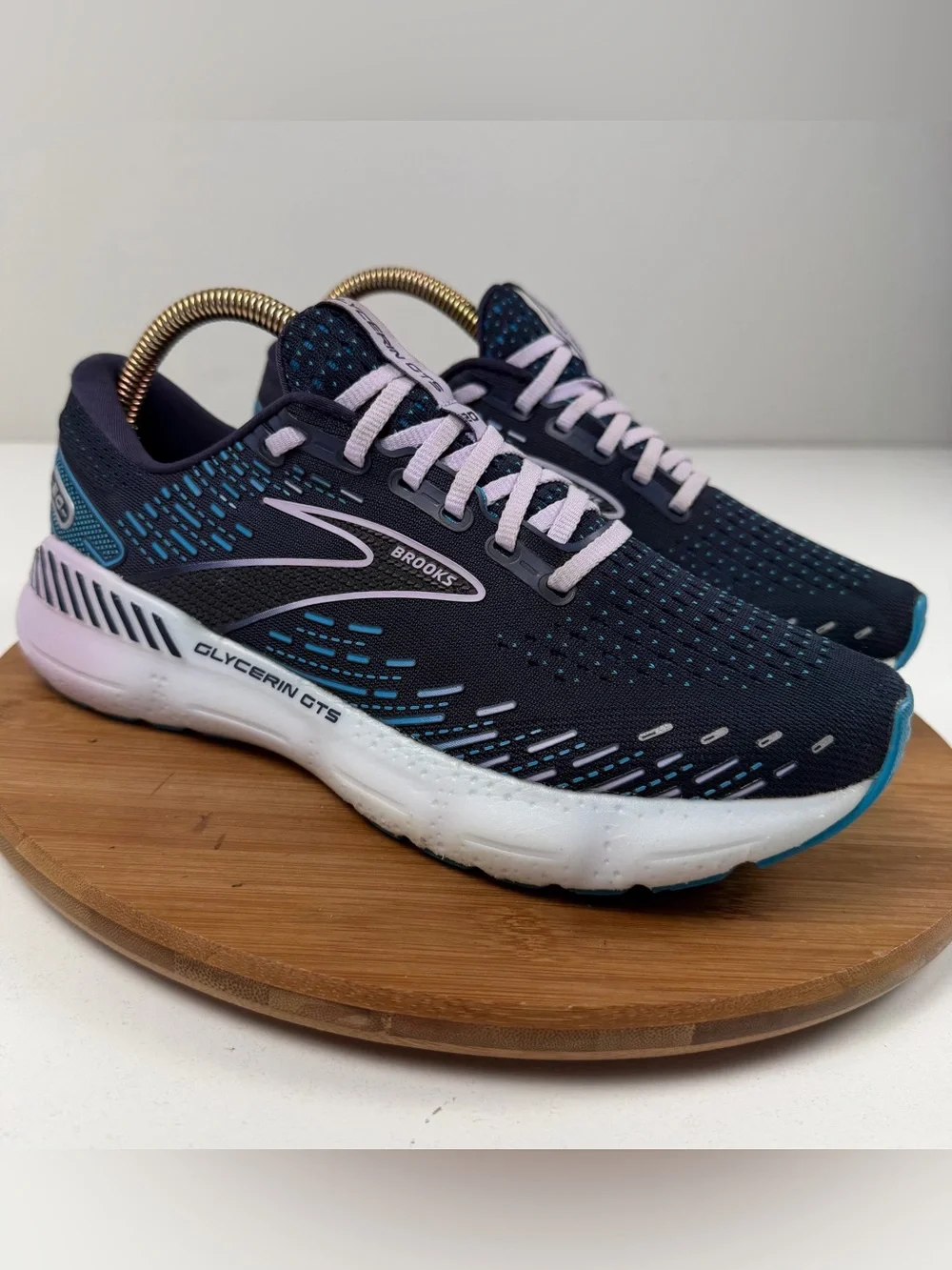 Brooks Women’s Glycerin GTS 20 Running Shoes — Navy with Pink Accents